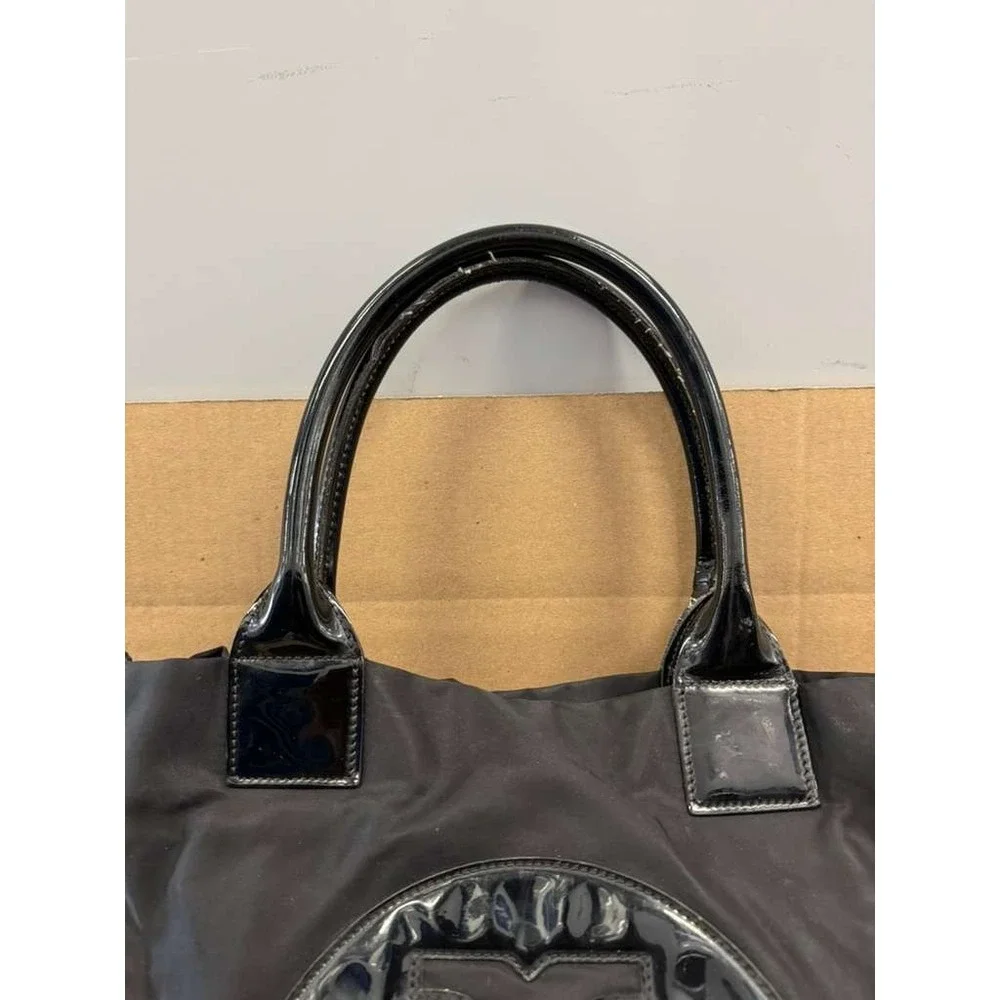 Tory Burch Ella Oversized‎ Logo Patch Recycled Nylon Tote Bag Black Large